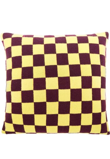 The Elder Statesman checkerboard-pattern cashmere cushion - Giallo