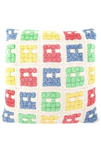 The Elder Statesman basket-crochet cashmere cushion - 100 - WHITE