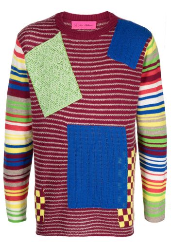 The Elder Statesman Patchwork crew-neck knitted jumper - Rosso