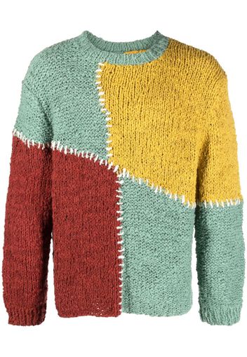 The Elder Statesman decorative-stitching knitted cotton jumper - Verde