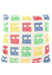 The Elder Statesman basket-crochet cashmere cushion - 100 - WHITE