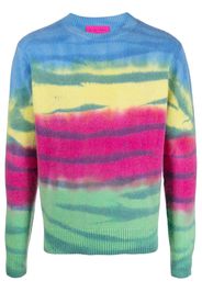 The Elder Statesman striped tie-dye cashmere jumper - Verde