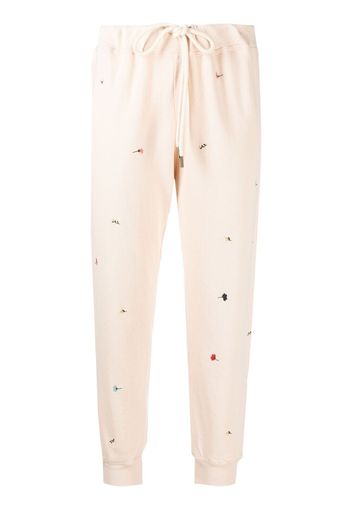 The Great. floral-embroidered cropped sweatpants - Rosa