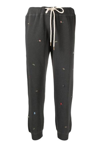 The Great. floral-embroidered cropped sweatpants - Grigio