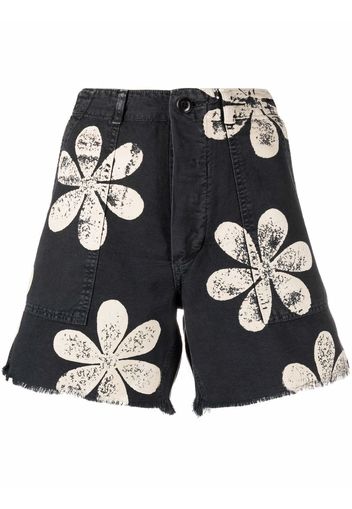 The Great. floral-print high-waisted shorts - Nero