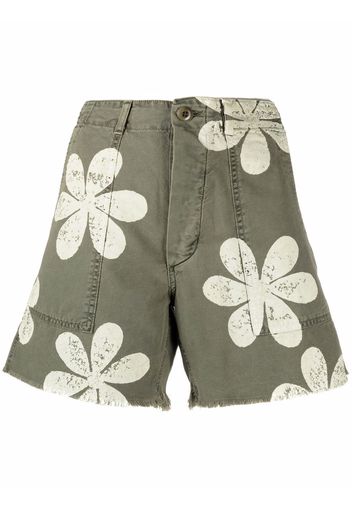 The Great. floral-print high-waisted shorts - Verde