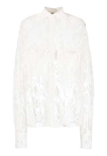 The Mannei sheer floral lace shirt - Bianco