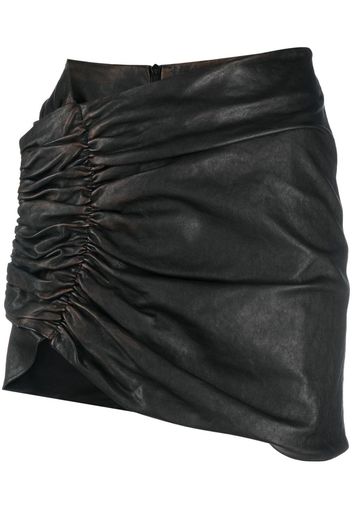 The Mannei asymmetric ruched leather skirt - Nero