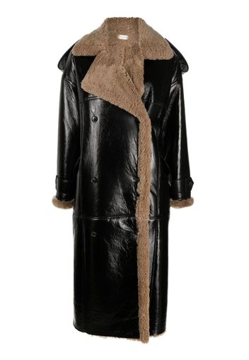 The Mannei Cappotto doppiopetto con dettagli in shearling - Nero