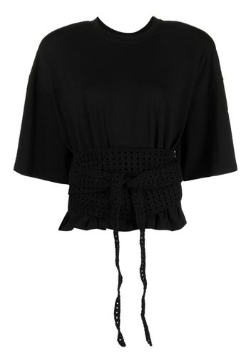 The Mannei Turso crochet-wrapping T-shirt - Nero