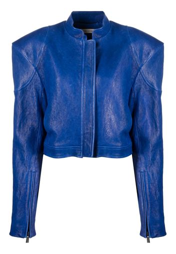 The Mannei Baku zip-up leather jacket - Blu