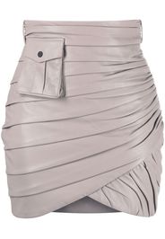 The Mannei ruched-wrap leather mini skirt - Grigio