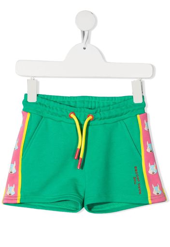 The Marc Jacobs Kids Mascot motif print track shorts - Verde