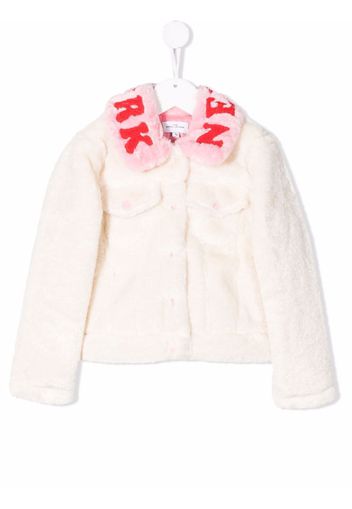 The Marc Jacobs Kids logo-embroidered faux-fur jacket - Toni neutri