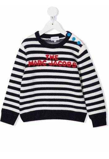 The Marc Jacobs Kids logo-intarsia striped jumper - Blu