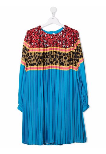 The Marc Jacobs Kids TEEN multi-print multi-panel pleated dress - Blu