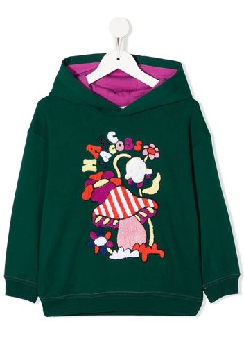The Marc Jacobs Kids graphic-embroidered fleece hoodie - Verde