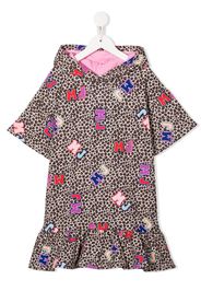 The Marc Jacobs Kids cheetah logo-print hooded dress - Marrone