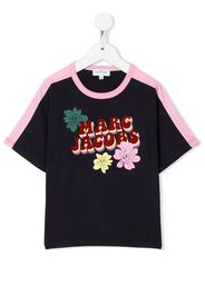 The Marc Jacobs Kids striped-detail logo T-shirt - Blu