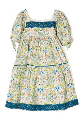 The middle daughter Know Full Well floral-print puff-sleeve dress - Verde