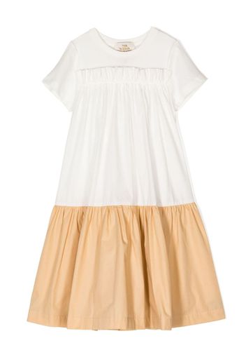 The middle daughter ruffled two-tone cotton dress - Bianco