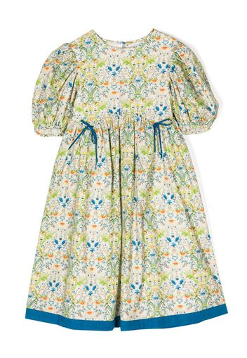 The middle daughter floral-print puff-sleeve cotton dress - Verde