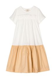 The middle daughter ruffled two-tone cotton dress - Bianco