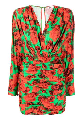 The New Arrivals Ilkyaz Ozel floral print V-neck minidress - Verde