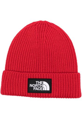 The North Face Box logo-patch ribbed beanie - Rosso