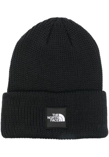 The North Face logo-patch knitted beanie - JK3 BLACK