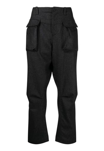 The Power For The People flap-pocket straight-leg trousers - Nero