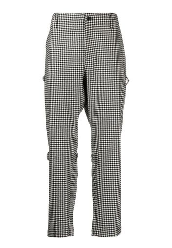 The Power For The People houndstooth rear-zip tapered trousers - Grigio