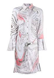 Suminagashi tie-dye print shirt dress