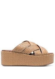 Themoirè interwoven platform mules - Marrone