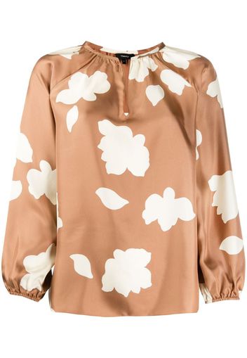 petal print silk blouse