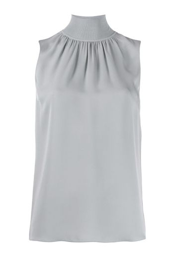 mock-neck sleeveless top