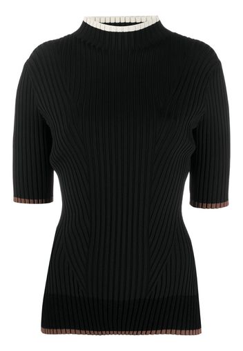 ribbed stand-collar top