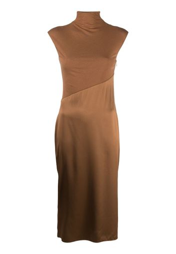 panelled high-neck midi dress