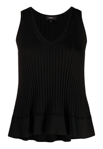 Theory ribbed knit V-neck top - Nero