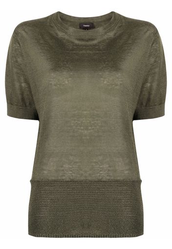 Theory panelled linen T-shirt - Verde