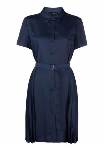 Theory short-sleeve belted shirt dress - Blu