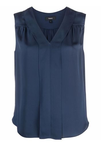 Theory Top smanicato con scollo a V - Blu