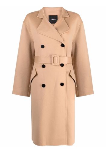 Theory belted double-breasted mid-length coat - Toni neutri