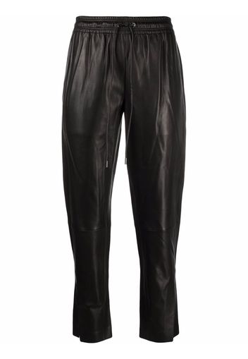 Theory ankle-slit leather joggers - Nero