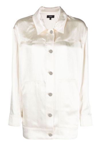 Theory crinkled-finish button-up jacket - Toni neutri