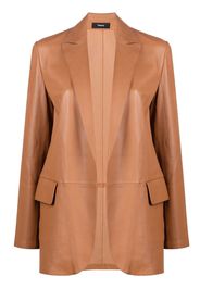 Theory leather open front blazer - Marrone