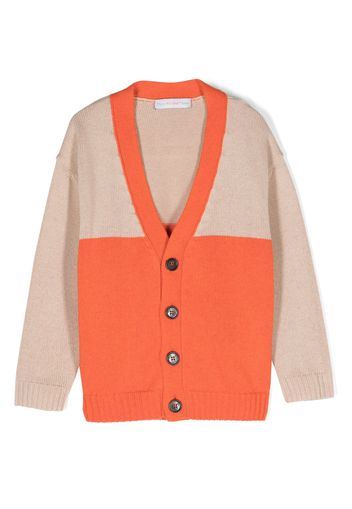 There Was One Kids colour-block V-neck cardigan - Arancione