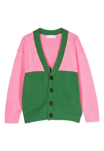 There Was One Kids colour-block V-neck cardigan - Rosa