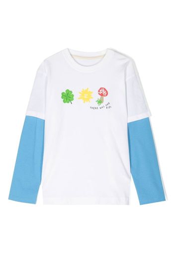 There Was One Kids T-shirt con design color-block - Bianco