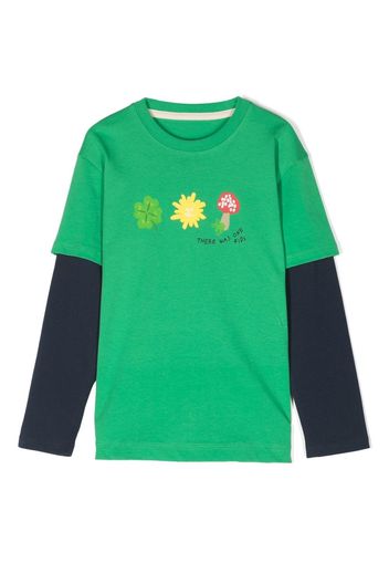 There Was One Kids T-shirt a maniche lunghe con design color-block - Verde